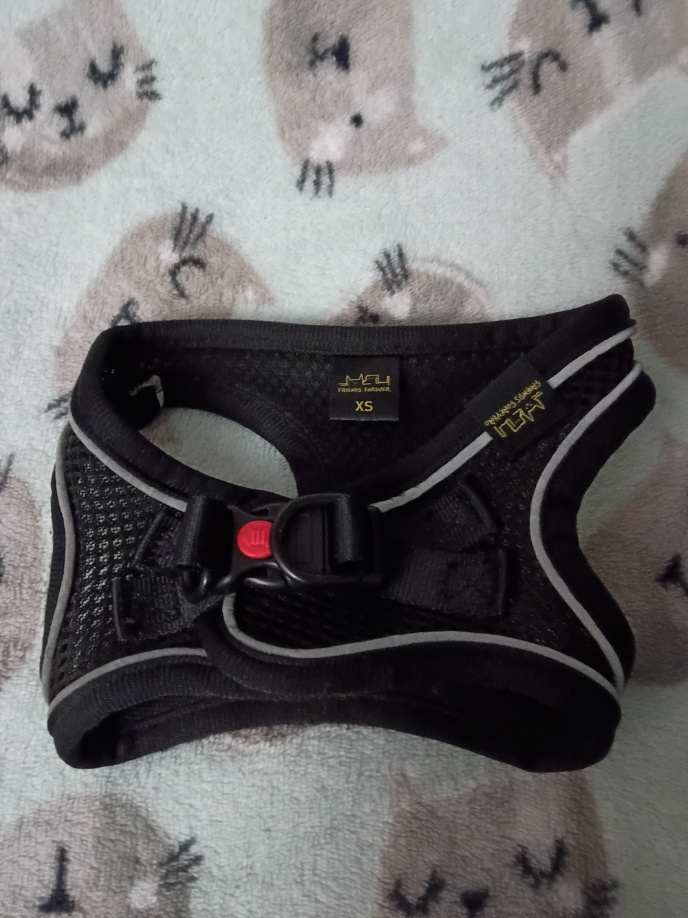 XS Black Small Pet Harness with Reflective Trim By Friends Forever